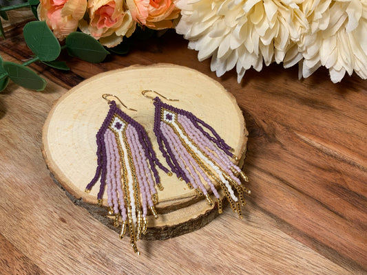 Arrows Fringe Earrings-Shades of Purple & Gold