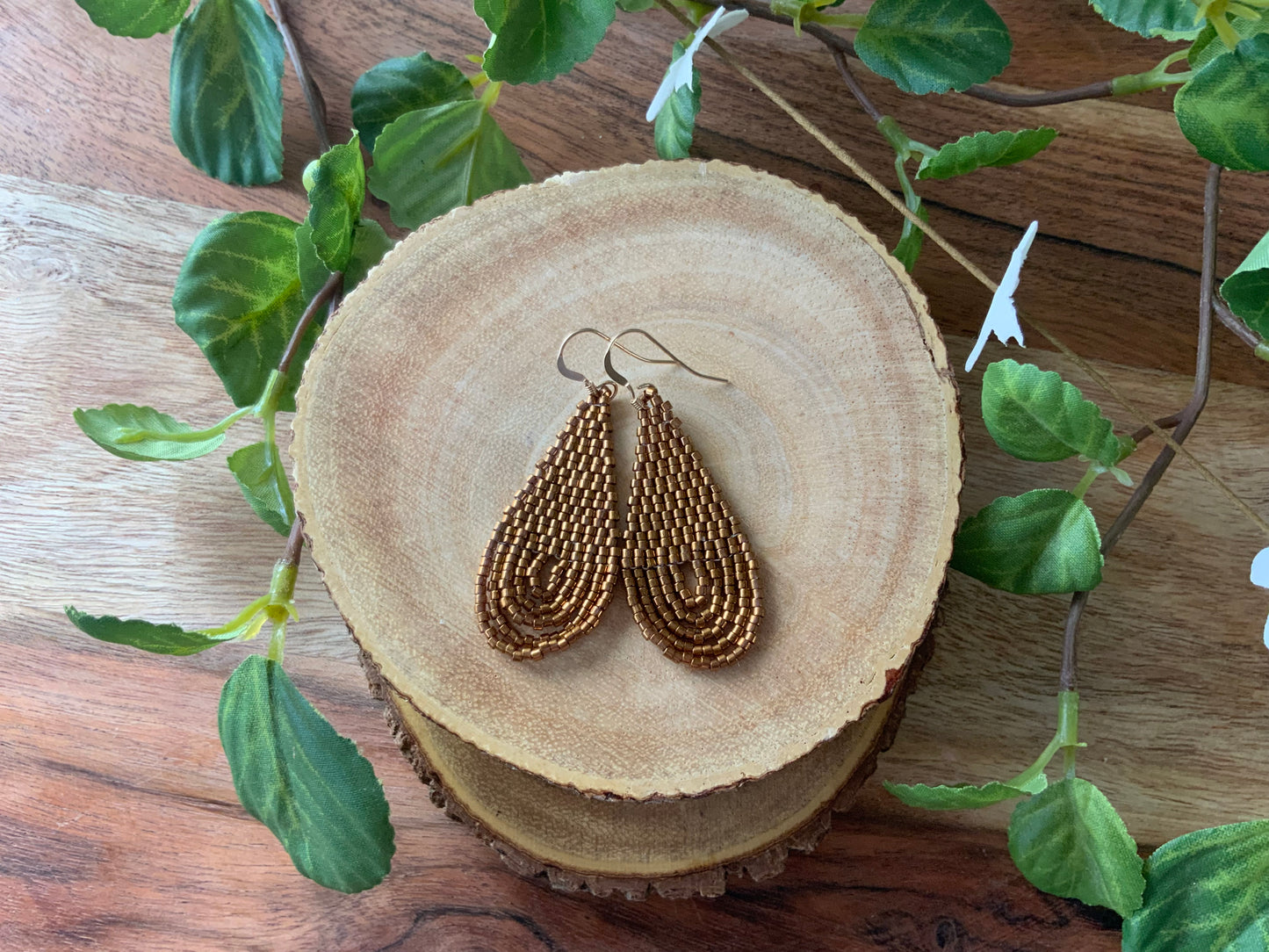 Bronze Sparkle Teardrop Earrings