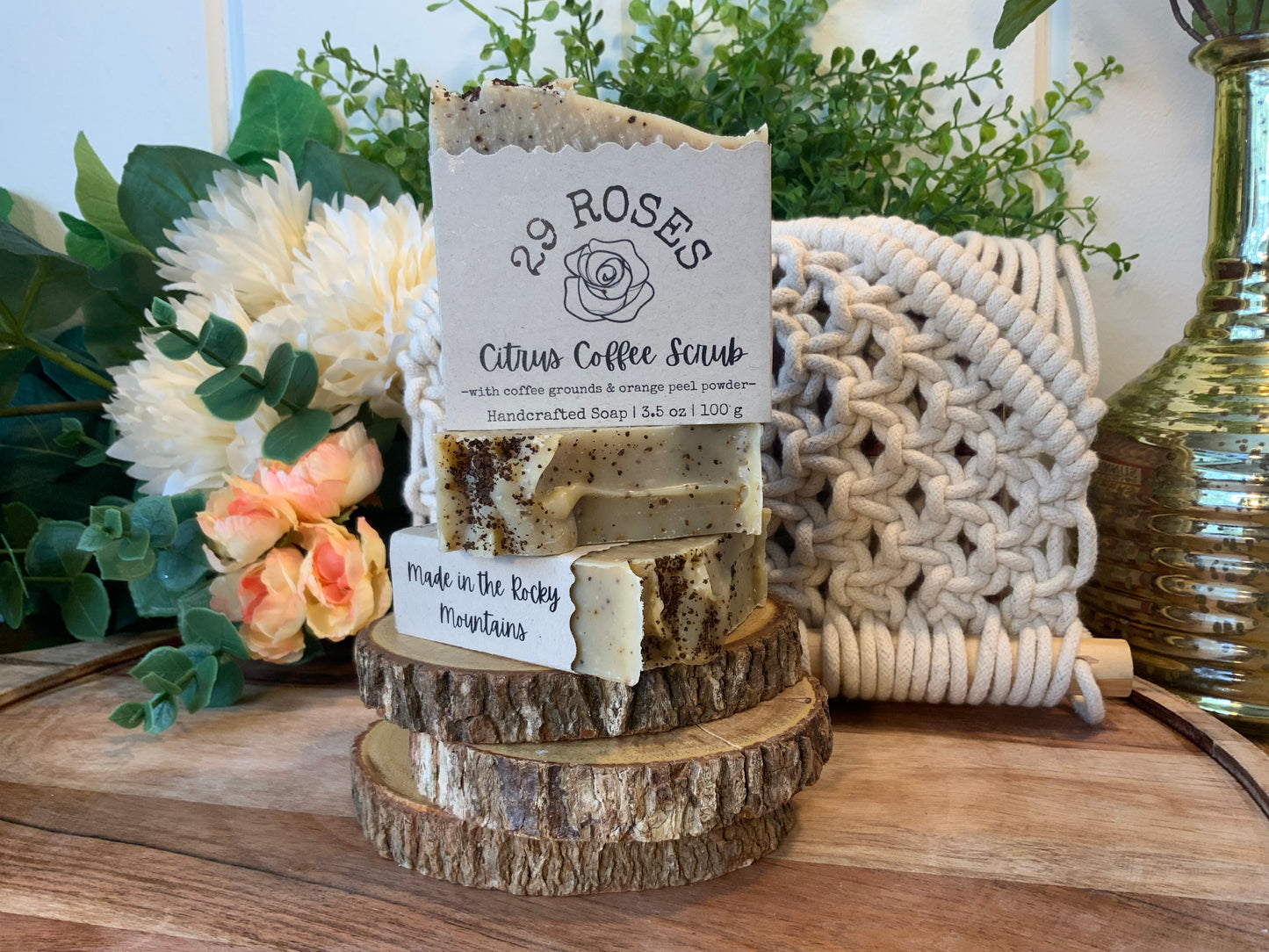 Citrus Coffee Scrub Soap- with coffee grounds and orange peel powder