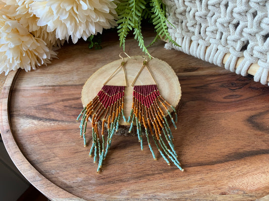 Earthy Rainbow Fringe Earrings