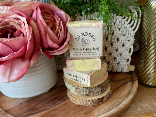 Citrus Poppy Seed Soap- with poppy seeds and tussah silk