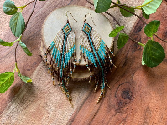 Nova Fringe Earrings-Turquoise & Gold