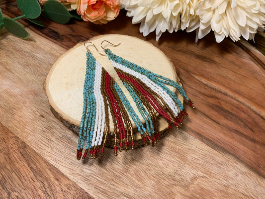 Turquoise Western Fringe Earrings